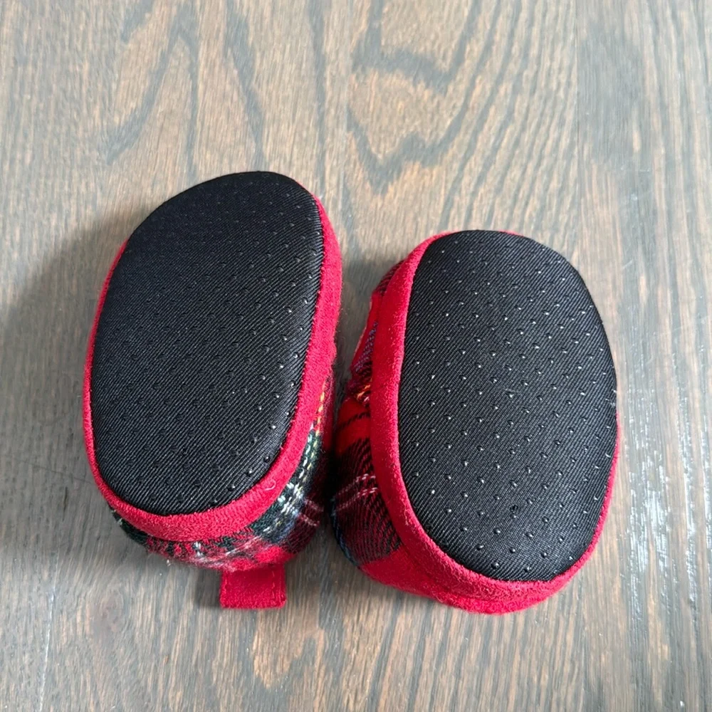 Dearfoams Baby Bear Red Plaid Slippers 3-6M